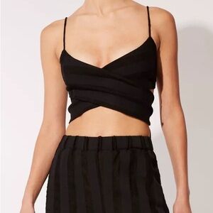 NWT Solid & Striped S Delaney Wrap Top in Black Linen Stripe